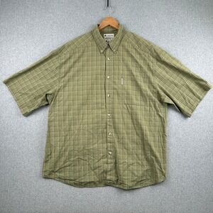Columbia Shirt‎ Mens XXL Green Plaid Short Sleeve Button Down AM7897